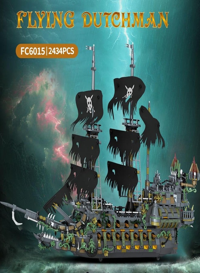 DUANT 39107 The Flying Dutchman Pirate Ship Building Kit， 2434 PCS Large Pirate Ship Model with Display Stand, Detailed Sailing Ship Building Blocks Set for Adults & Teens - Image 2